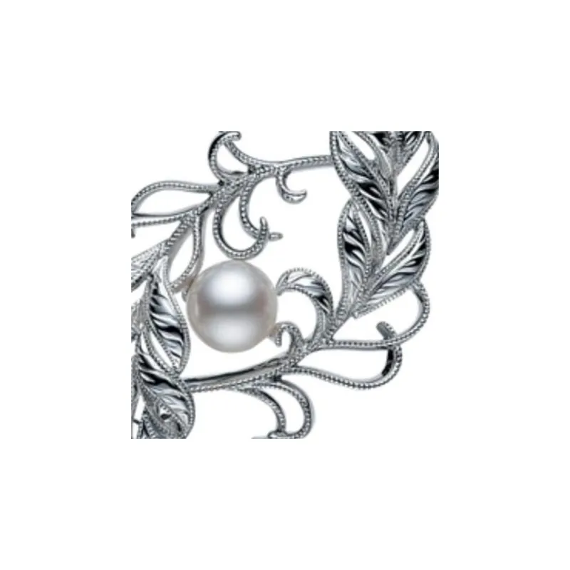 MIKIMOTO Rhodium Plated Pearl Brooches Women's Silver-1