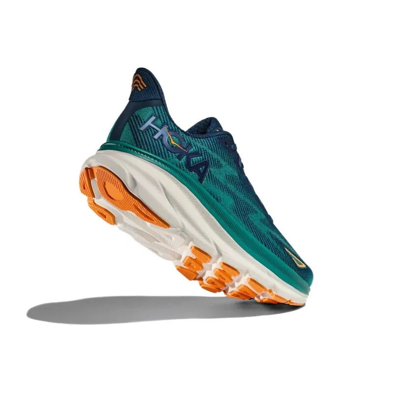 HOKA ONE ONE Clifton 9 Durable Breathable Low-Top Running Shoes Men's Turquoise-4