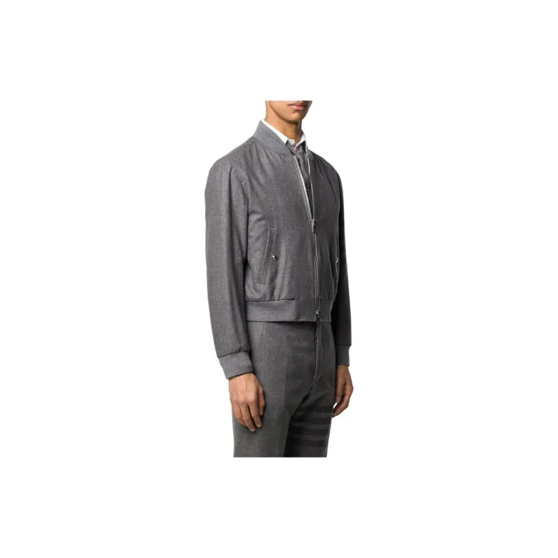 THOM BROWNE Tonal 4 Bar Flannel Blouson Jacket-3