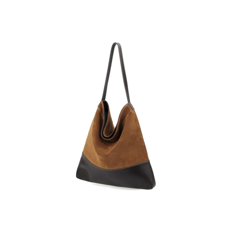 YOCAMU Cow Leather Tote Bag, Shopping Bag, Handbag, Shoulder Bag Regular Unisex Moss Green/Orange Brown-7