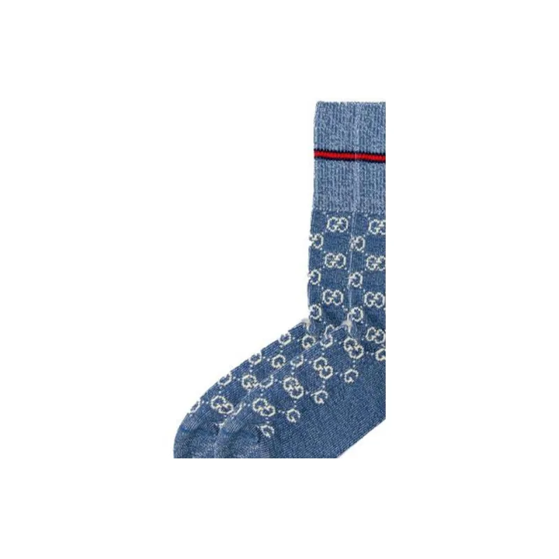 GUCCI SS23 Mid Calf Socks Unisex 1 Pack Blue-5
