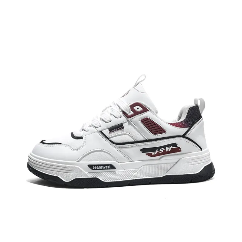 JEANSWEST Cushioning Height Increasing Abrasion Resistant Lightweight Mat Low Top Skateboard Shoes Men's White-1