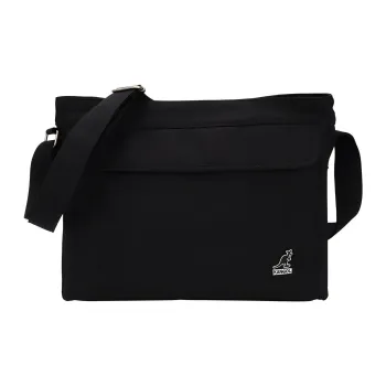 KANGOL Canvas Shoulder Bag Crossbody Bag Large Size Unisex Black