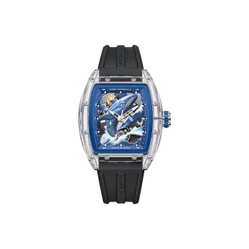 FAIRWHALE Shan Hai Jing Series Automatic Mechanical Movement Rubber Strap Watch Men's Watches Blue Dial
