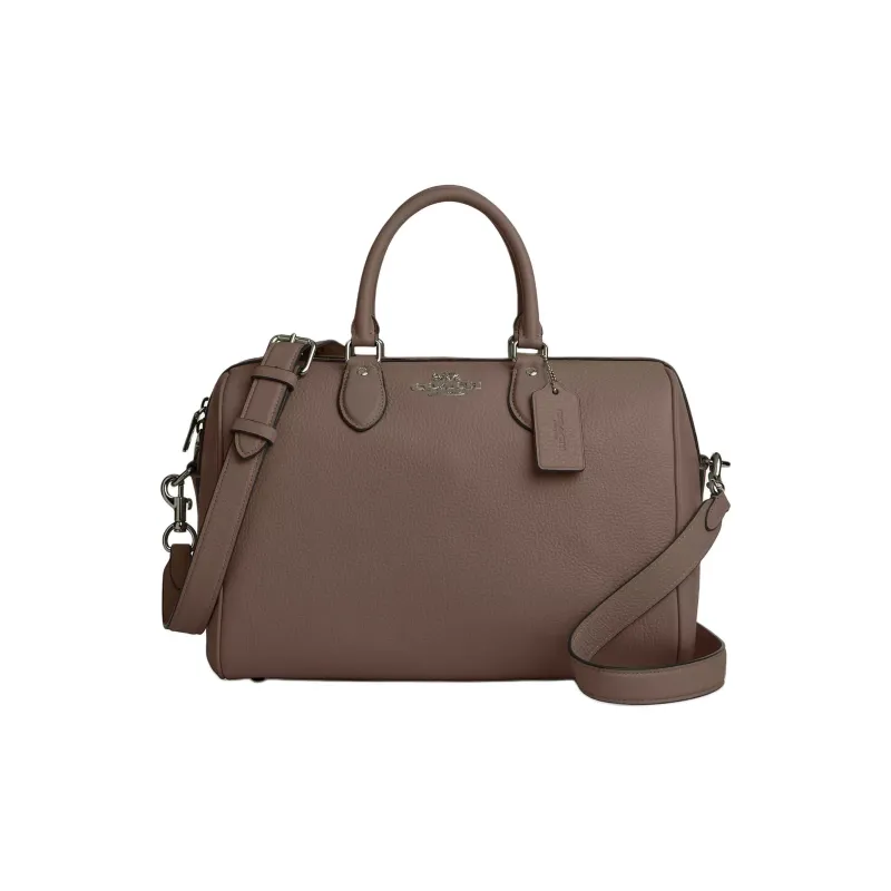 COACH Rowan Leather Shoulder Bag Crossbody Bag Handbag Large Size Women's Dark Stone Color-0
