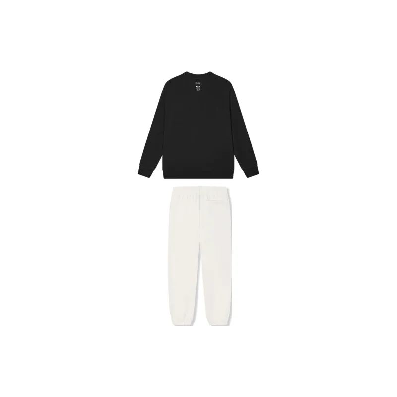 FILA Casual Sportswear Men Clothing Set Jet Black Top+Steam White Pants-1