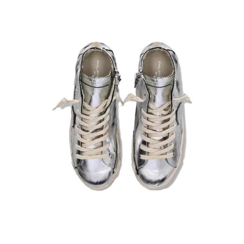 PHILIPPE MODEL Prs High-Top Skateboard Shoes Women's Silver-4
