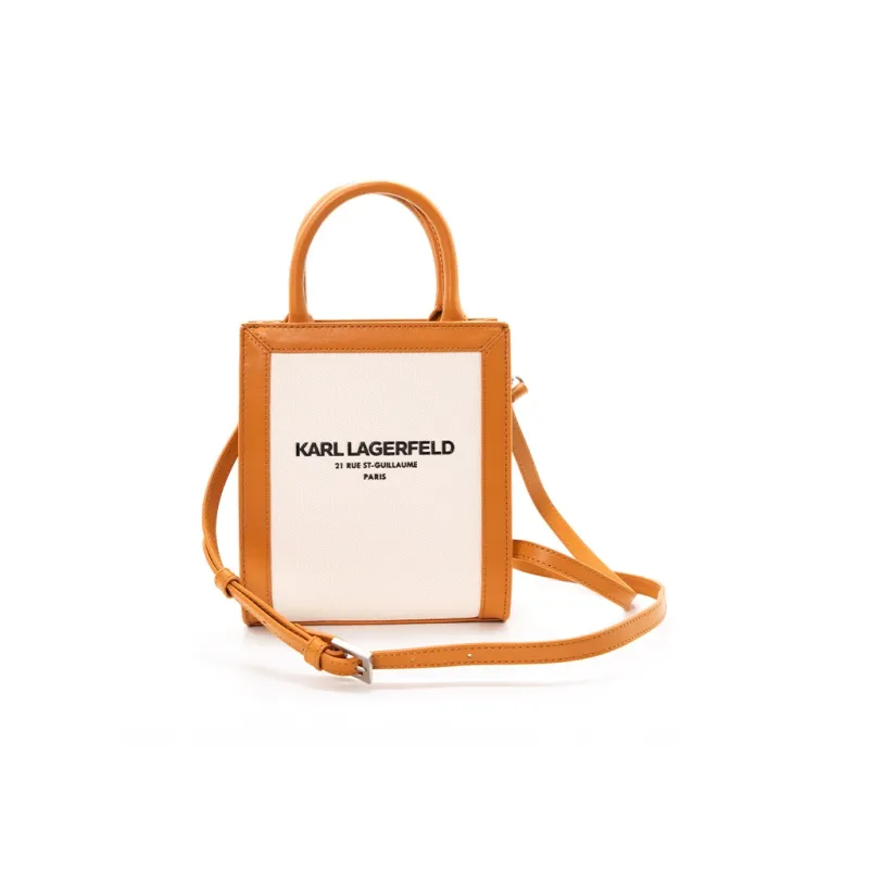 KARL LAGERFELD Cotton Crossbody Bag, One Shoulder Handbag Women's Orange-0