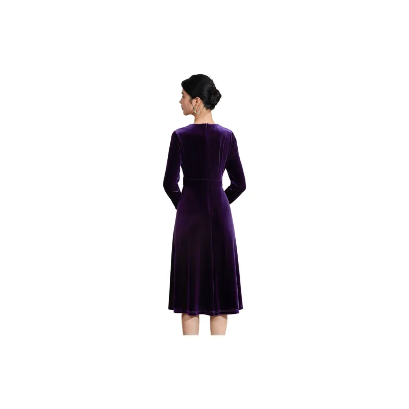 BBLLUUEE Long Sleeved Dress Women's Purple Bamboo-1