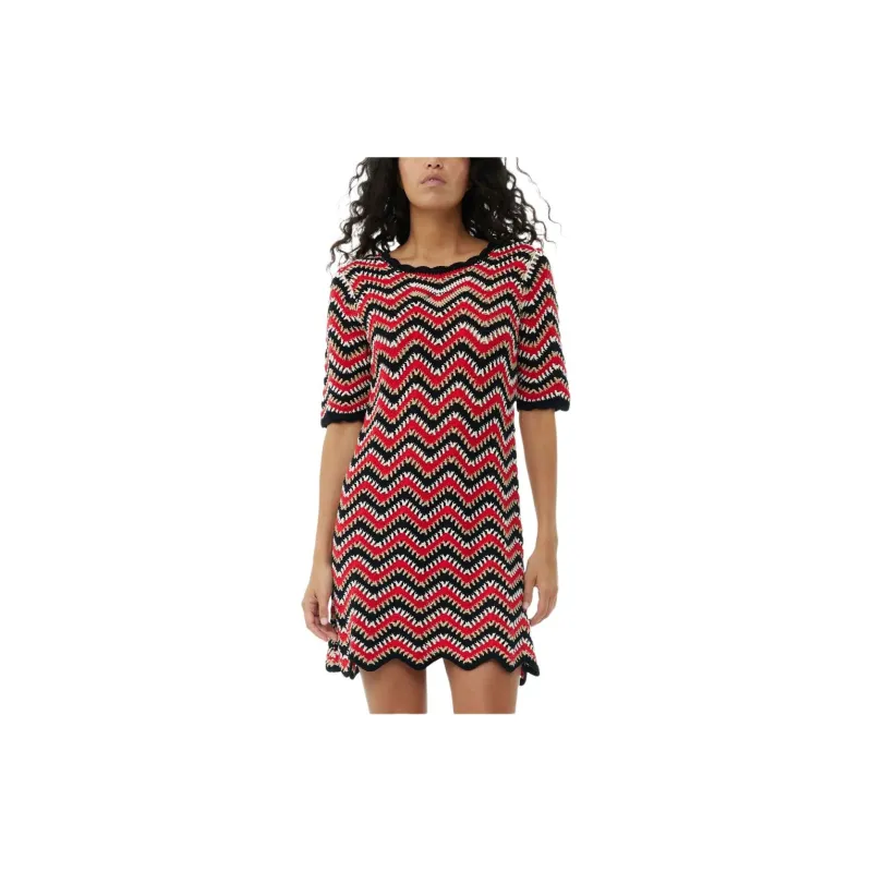 GANNI Wavey Detailed Crochet Mini Dress-1