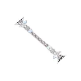 Rhinestone-Embellished Butterfly Chain Strap-Silver White