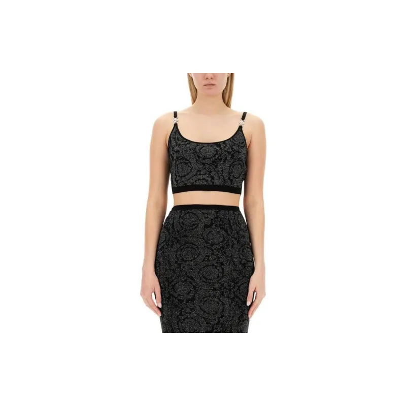 VERSACE La Greca Medusa '95 Sleeveless Cropped Top-1