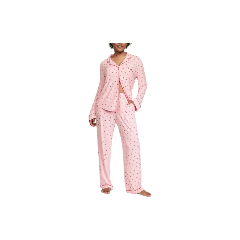Victoria's Secret Modal Long Pajama Set Pajama Set Women's Lip Print-1