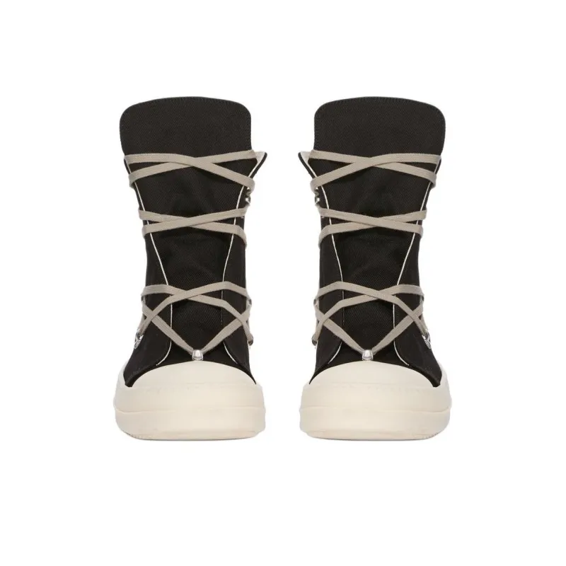 Rick Owens DRKSHDW High Top Canvas Shoes Men's Black-3