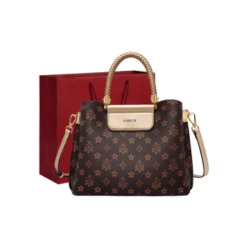 Old Man's Head Synthetic Leather Crossbody Handbags Women's Coffee