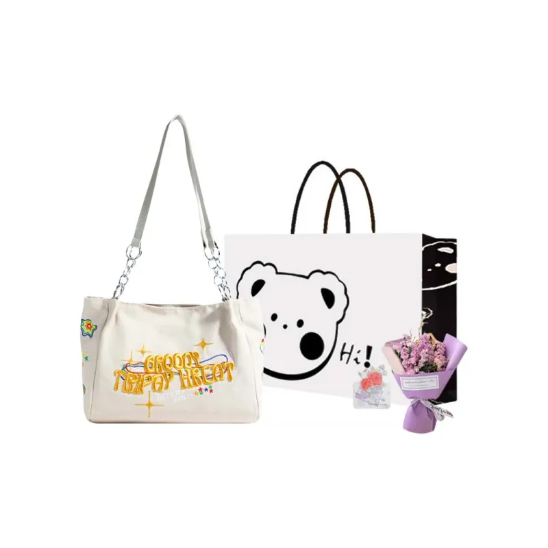 NX DOUGHNUT Fabric Shoulder Bag Regular Women's Ecru/Black/Blue-15