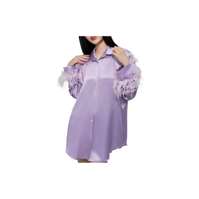 SILKY MIRACLE Nightgown Women's Silver Purple-4