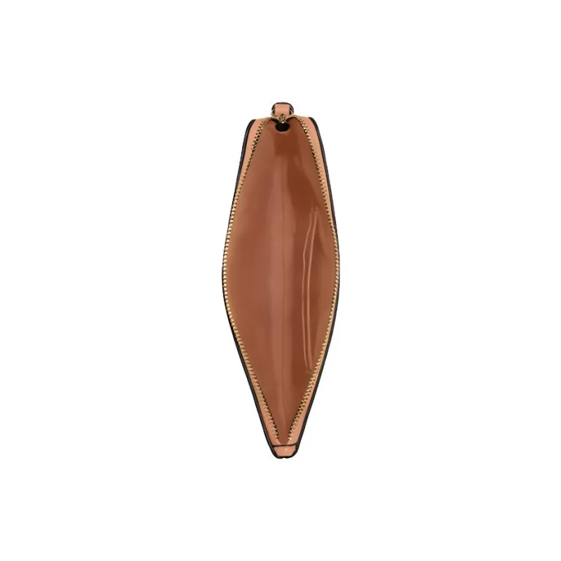 COACH Corner Zip Cross Grain Leather Clutch Wrist Bag Trumpets Women's Nude Pink-5