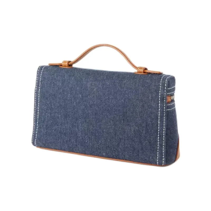 Loro Piana ExtraPocket Denim Shoulder Bag Crossbody Bag Handbag Regular Women's Wave Blue With Wheat Bran-1