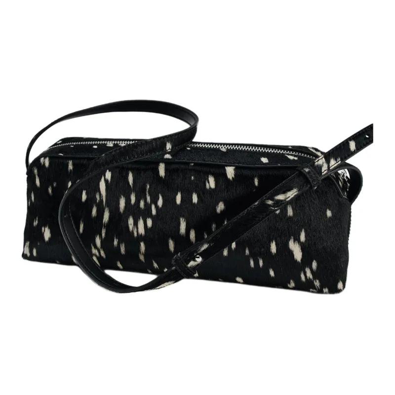 ZARA Cow Leather Shoulder Bag Women's Black-3