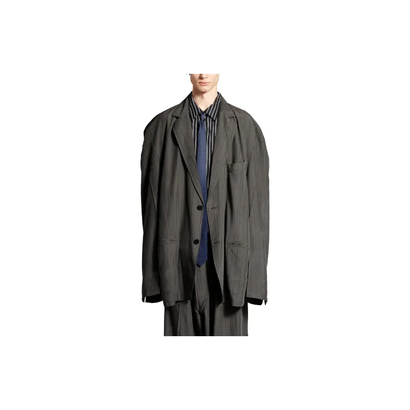Balenciaga FW24 Business Suits Coats Loose Fit Style Men's Gray Green-2