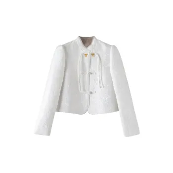 Late White Cropped Coats Women's White