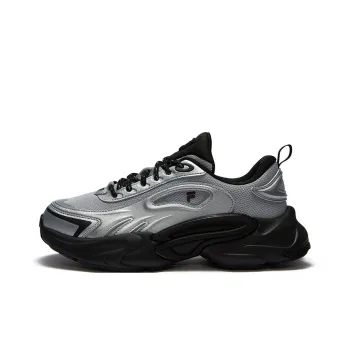 FILA FUSION FORCE Gravity Shoes Height Increasing Slip Resistant Low Top Casual Shoes Women's Silver Gray/Black