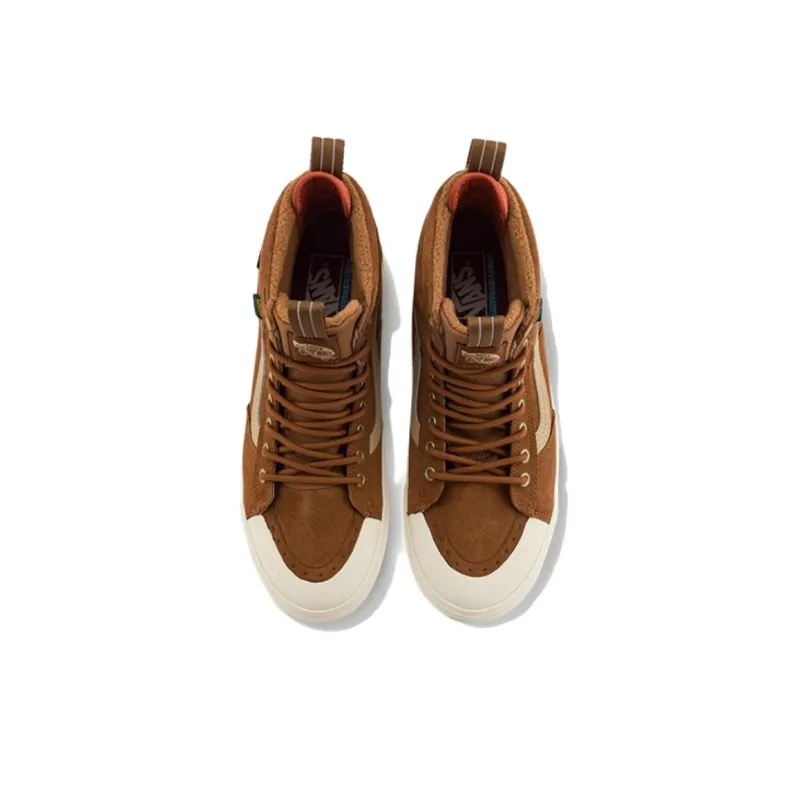 Vans Anti Slip Wear Resistant High Top Hiking Shoes Unisex Brown-3