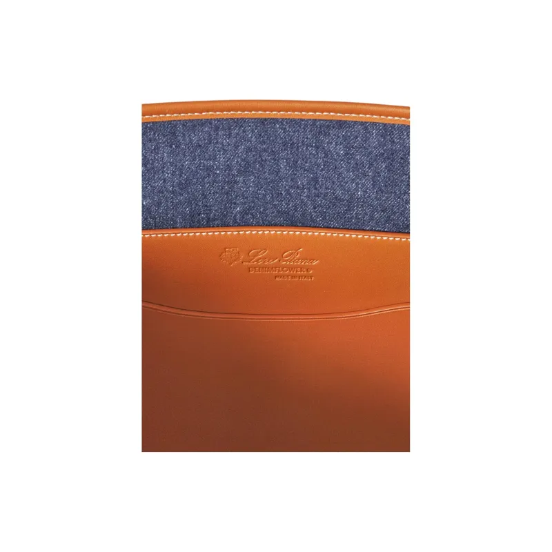 Loro Piana Cotton And Linen Blend Tote Bag Shopping Bag Handbag Large Size Men's Wave Blue-4