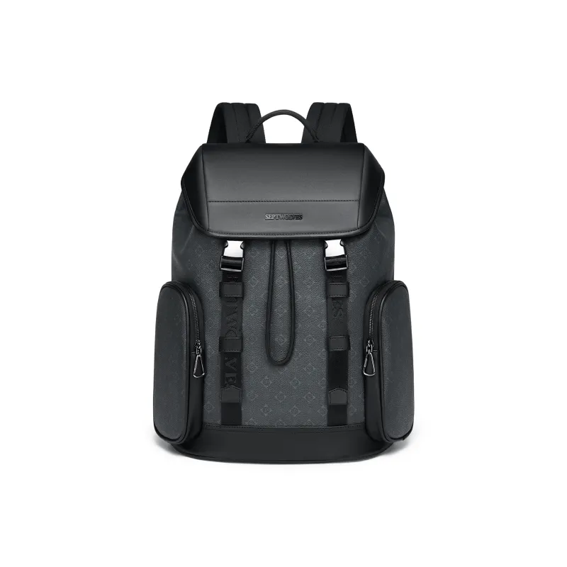 SEPTWOLVES PVC University Student Schooling Backpack QPL Backpack Regular Men's Black-0