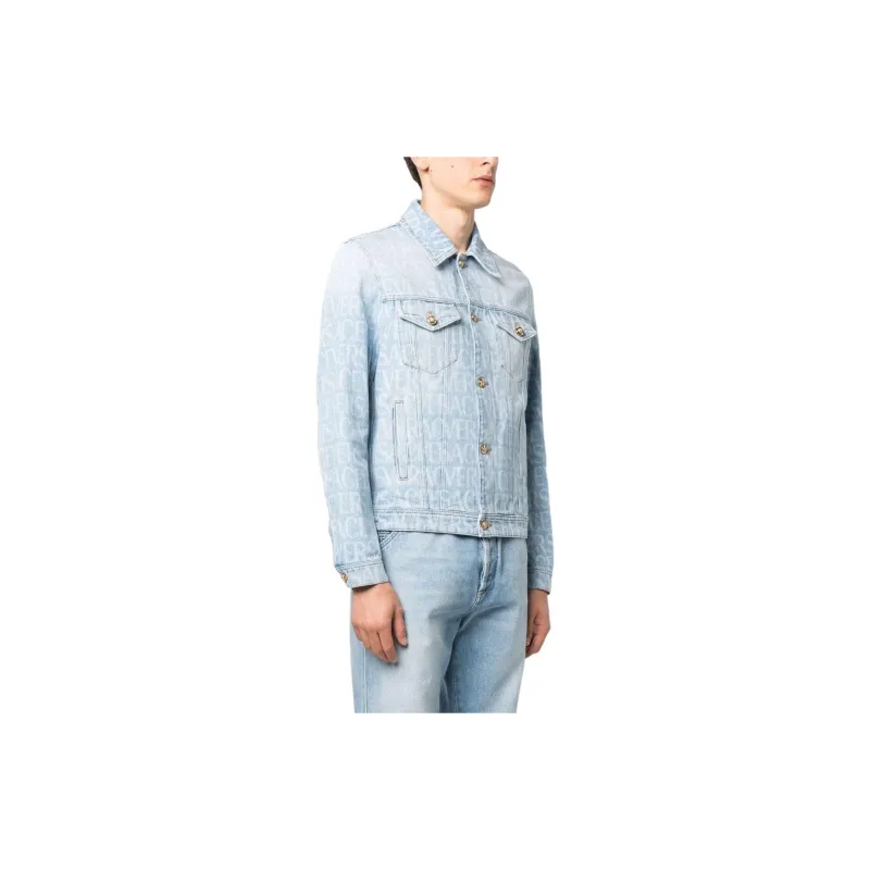 VERSACE Long Sleeved Buttoned Denim Jacket-3