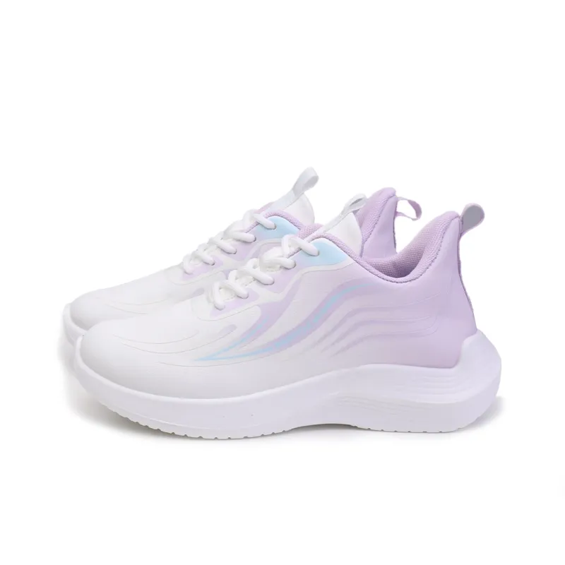 Warrior Cushioned Slip Resistant Rebound Low Top Casual Running Shoes Women's White Purple-2