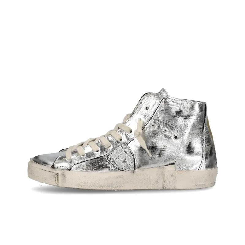 PHILIPPE MODEL Prs High-Top Skateboard Shoes Women's Silver-0