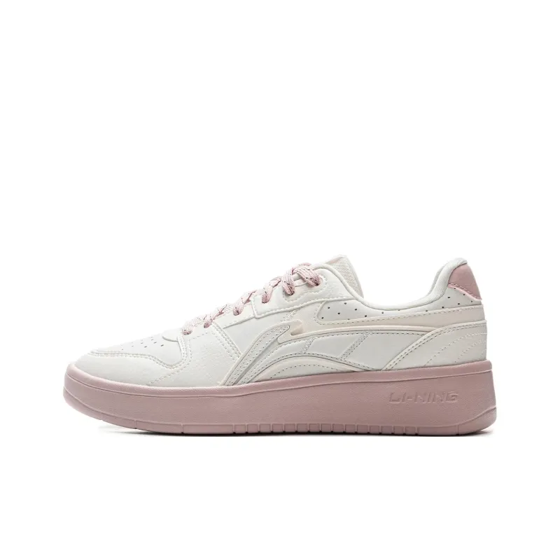 LiNing Acer Truncatum Anti Slip Wear Resistant Low Top Casual Shoes Women's White Pink-0