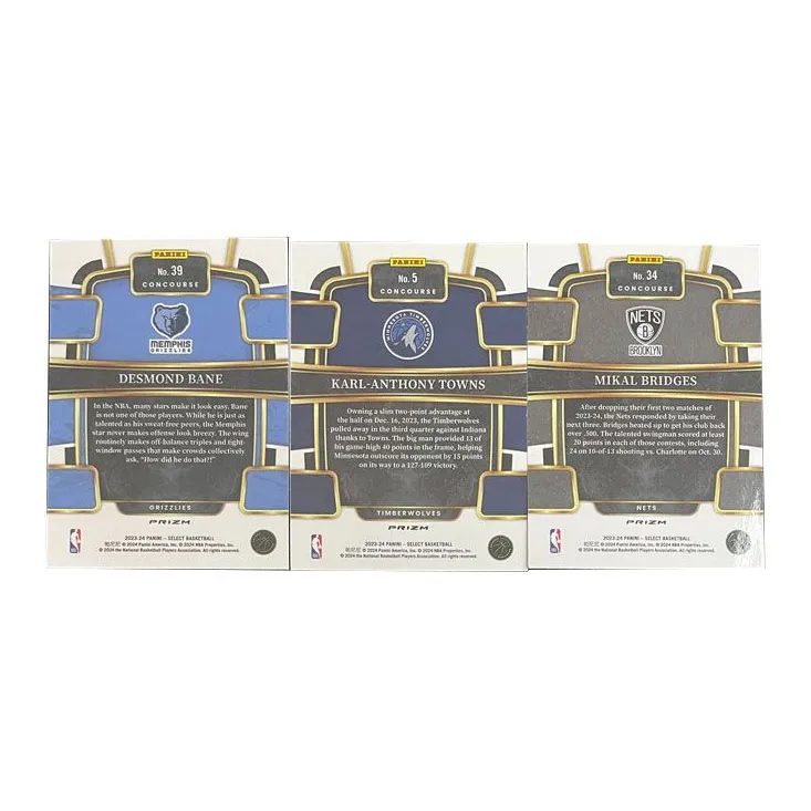 PANINI Bane+Towns+Bridges 2023 24 SELECT Silver Wave Fold Player Card Product Access Sports Cards 3 Pcs-1