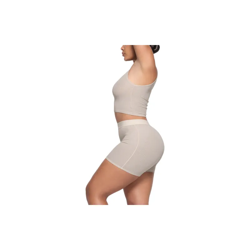 SKIMS COTTON RIB BOXER Boxer Shorts Women's STONE/Stone Color-3