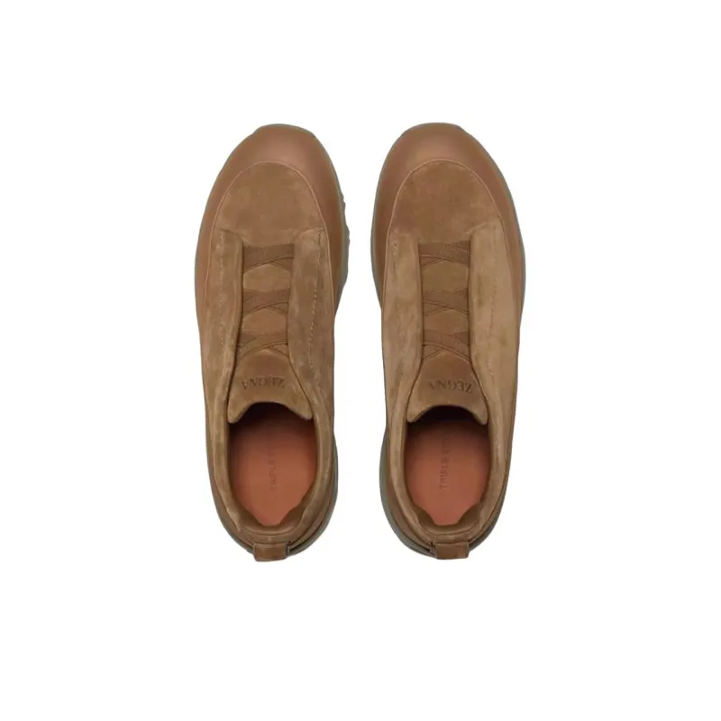 Zegna Triple Stitch Low Top Casual Shoes Men's Light Brown-3