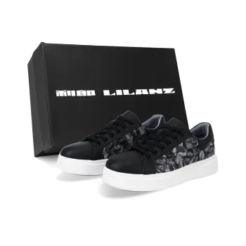 LESS IS MORE Anti Slip Wear Resistant Low Top Skateboard Shoes Men's Black White