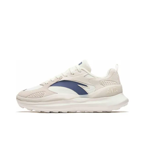 Anta Anti Slip Wear Resistant Low Top Casual Shoes Women's Beige White Blue