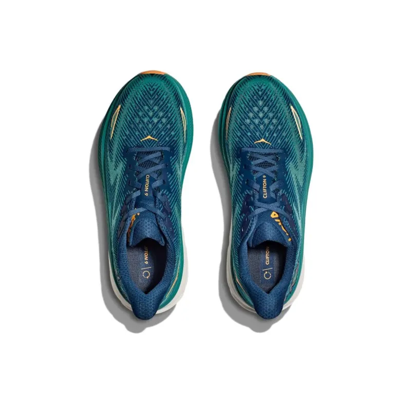 HOKA ONE ONE Clifton 9 Durable Breathable Low-Top Running Shoes Men's Turquoise-2