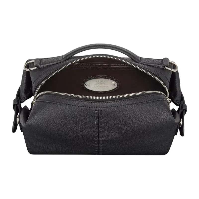 FENDI Calfskin Shoulder Bag Crossbody Bag Small Size Men's Black-3