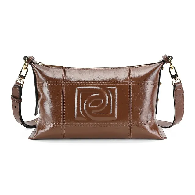PIERRE CARDIN Cow Leather Shoulder Bag Women's Black/Brown/Ecru-9
