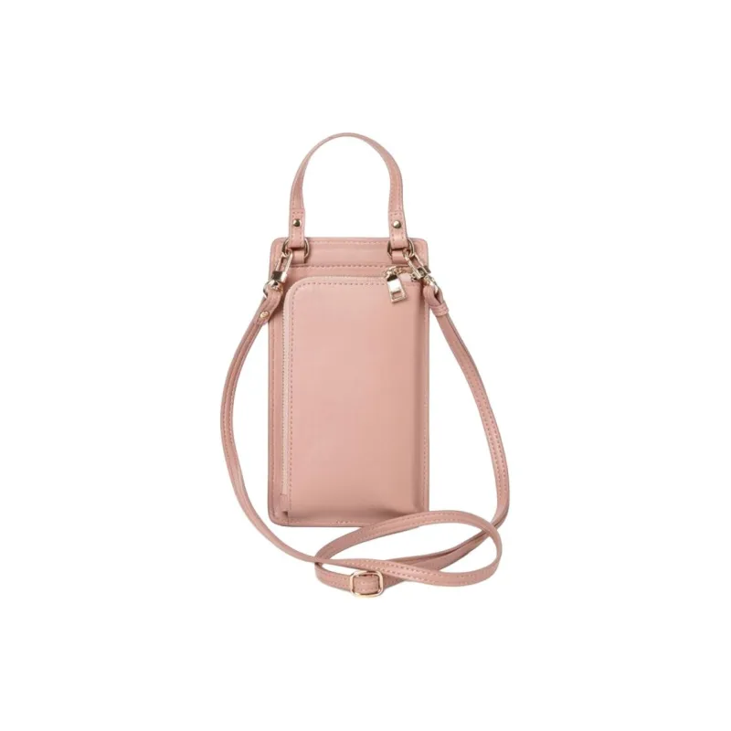 AMERICAN TOURISTER Polyurethane Cell Phone Pouch, Crossbody Bag Mini Women's Gray Pink-2