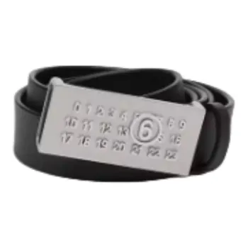 MM6 Maison Margiela Cow Leather Leather Belts Unisex Black -