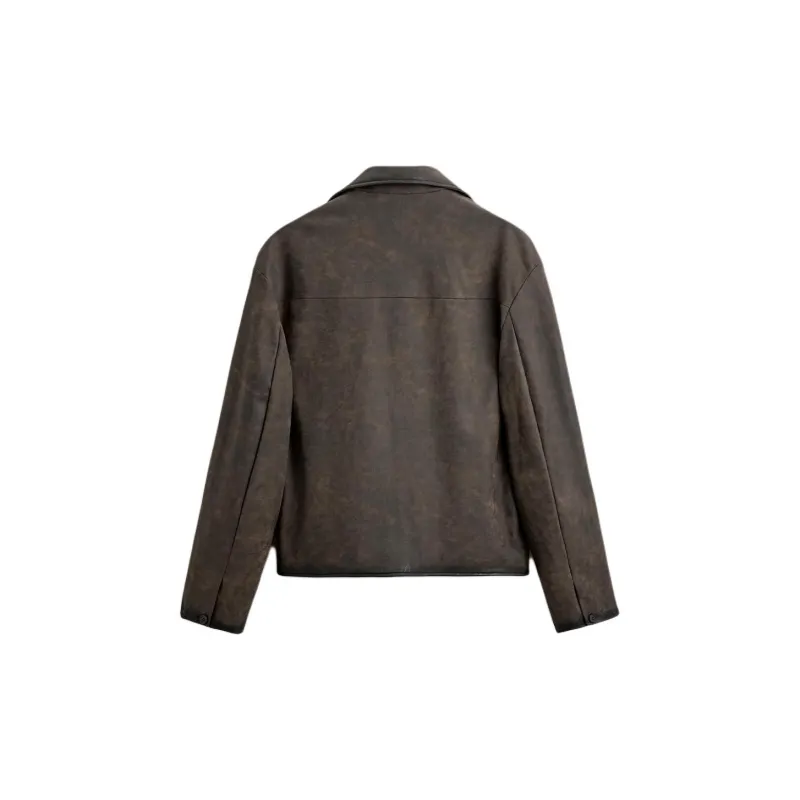 ZARA Leather Jacket Men's Brown-1