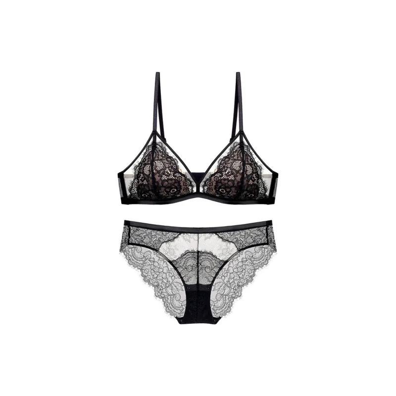 Flowers In Water Underwear Set Women's Mysterious Black-1