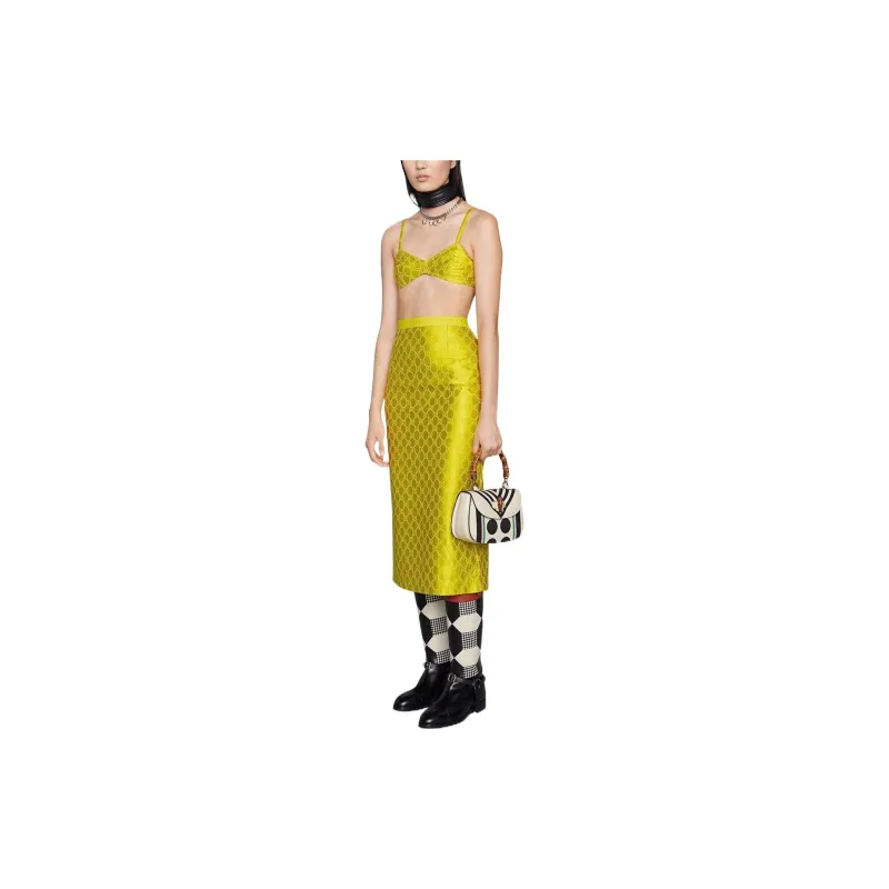 GUCCI Embroidered Silk Bra Yellow-3