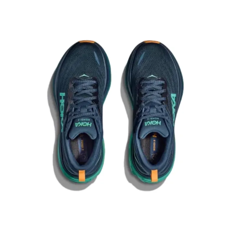 HOKA ONE ONE Bondi 8 Anti Slip Wear Resistant Low Top Casual Running Shoes Men's Blue-4