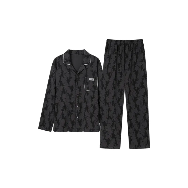 Qin Jing Pajama Set Men's Gift Box Set Dark Gray-3