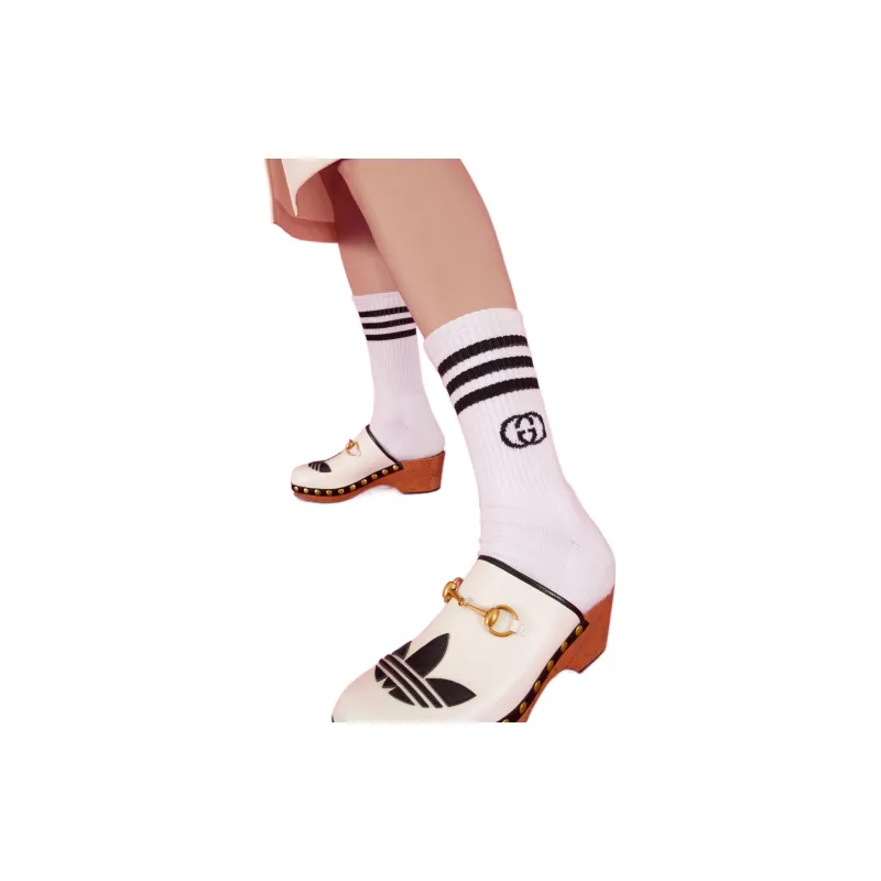 GUCCI x Adidas Originals GUCCI X ADIDAS Collaboration SS22 Mid Calf Socks Unisex White-2